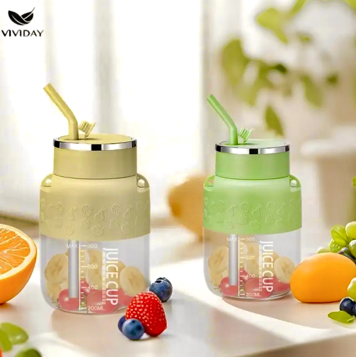 Mixeur portable rechargeable 800 ml inox | Tasse presse-agrumes électrique fruits frais