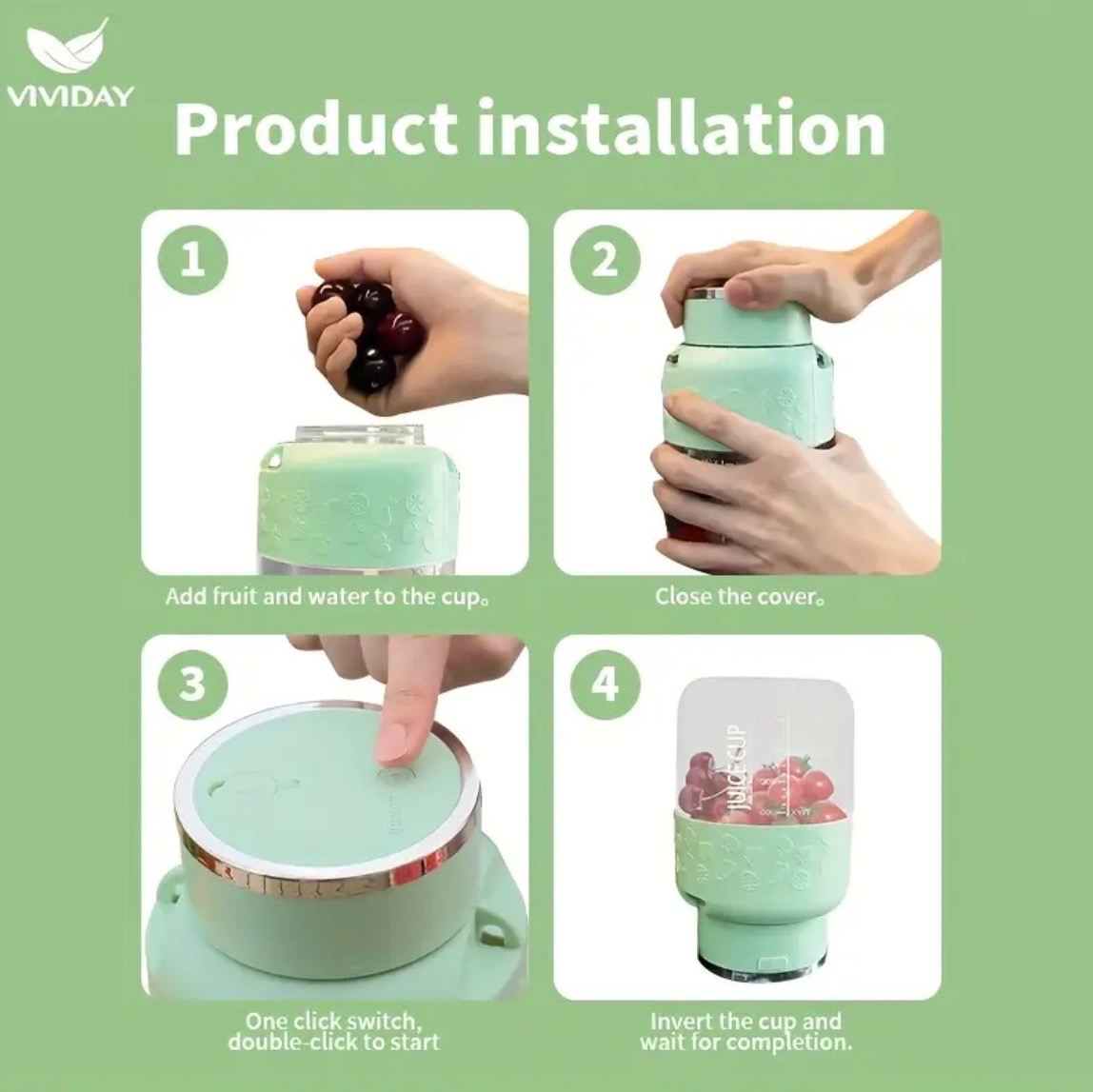 Mixeur portable rechargeable 800 ml inox | Tasse presse-agrumes électrique fruits frais – Image 2