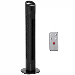 Ventilateur sur pied Homcom, ventilateur vertical 50W avec télécommande, 3 vitesses, écran LED, minuterie 7,5H et oscillation à 70° ° Oscillation ° Ø20X78.5 cm Noir